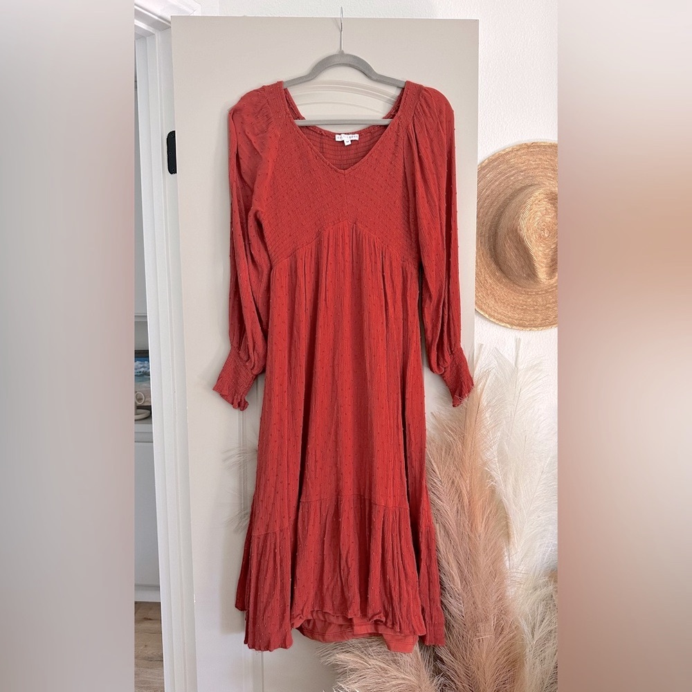 Baltic Born rust-red boho midi dress